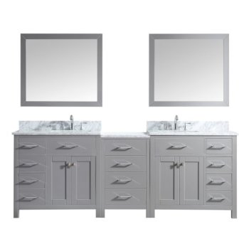 93" Vanity Set Cashmere Grey w/ Top, Square Sink, Faucets, Mirrors Product View