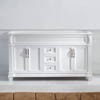 Virtu USA Victoria 60" Vanity Base Cabinet Only in White, 59-3/16" W x 21-11/16" D x 34-1/8" H