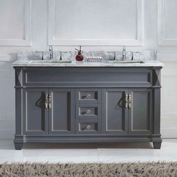 Virtu USA Victoria 60" Double Bathroom Vanity Cabinet Set