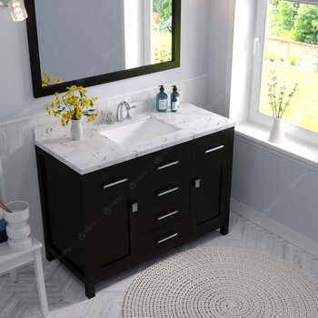 Espresso, Cultured Marble Quartz Top with Square Sink