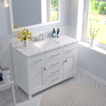 White, Cultured Marble Quartz Top with Square Sink
