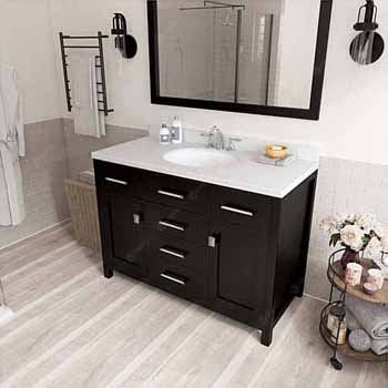 Espresso, Dazzle White Quartz, Round Sink Angular View