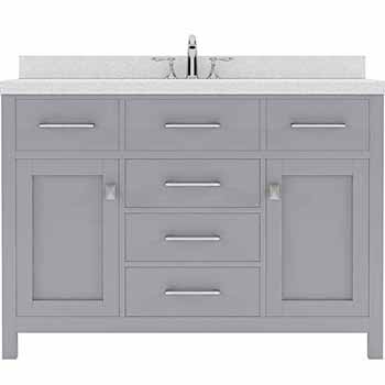Grey, Dazzle White Quartz, Square Sink - No Mirror