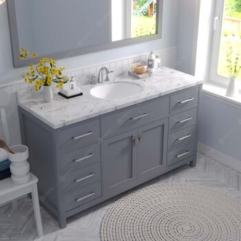 Grey, Cultured Marble Quartz Top with Round Sink