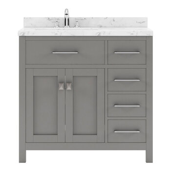 Cashmere Gray, Cultured Marble Quartz Top and Round Sink, 36" W x 22" D x 35" H