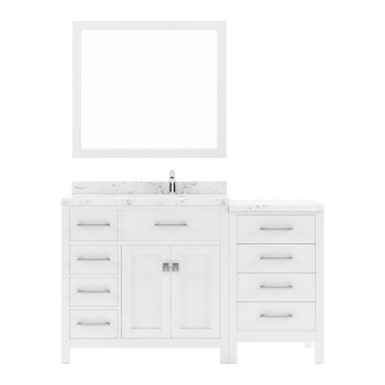 White, Cultured Marble Quartz Top, Round Sink, Matching Mirror