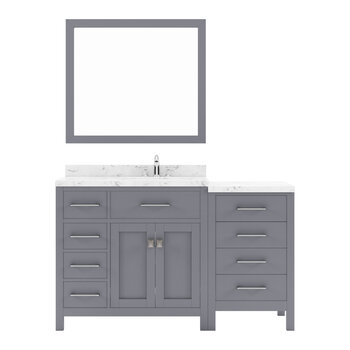 Gray, Cultured Marble Quartz Top and Square Sink, Matching Mirror