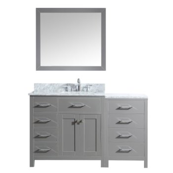 57" Vanity Set Cashmere Grey w/ Top, Square Sink, Faucet, Mirror Product View