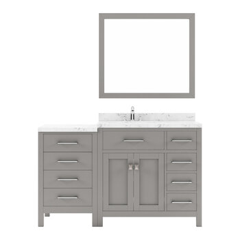 Cashmere Gray, Cultured Marble Quartz Top and Round Sink, Matching Mirror