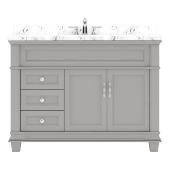 Virtu USA Victoria 48" Single Bathroom Vanity Set in Grey, Cultured Marble Quartz Top with Round Sink