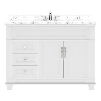 Virtu USA Victoria 48" Single Bathroom Vanity Set in White, Cultured Marble Quartz Top with Round Sink