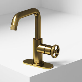 Vigo Cass Oblique Collection Matte Brushed Gold Single Handle Faucet w/ Deck Plate