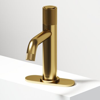 Vigo Apollo Collection Matte Brushed Gold Single Handle Faucet w/ Deck Plate