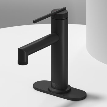 Vigo Sterling Collection Matte Black Single Handle Faucet w/ Deck Plate
