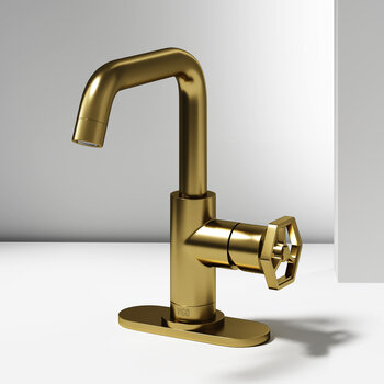 Vigo Ruxton Collection Matte Brushed Gold Oblique 1-Handle Faucet w/ Deck Plate