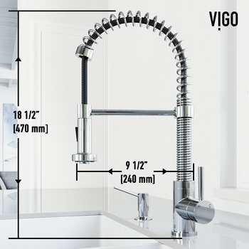 Vigo Edison Collection Pull-Down Spray Kitchen Faucet in Chrome Dimensions
