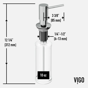 Vigo Edison Collection Braddock Soap Dispenser in Chrome Dimensions
