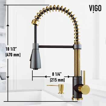 Vigo Matte Gold/Matte Black with Soap Dispenser Product Dimensions
