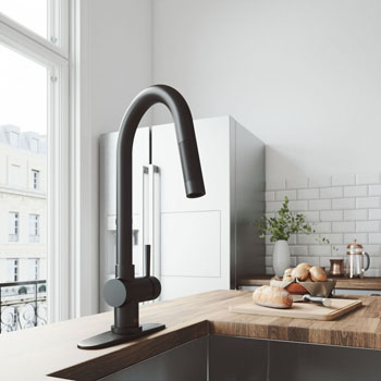 Matte Black Faucet with Deck Plate - Illustration 1