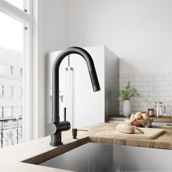 Matte Black Faucet with Soap Dispenser - Illustration