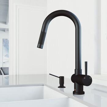 Vigo Gramercy Collection Matte Black Single Handle Faucet w/ Braddock Soap Dispenser