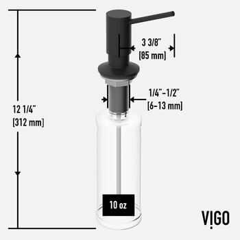 Vigo Gramercy Collection Braddock Soap Dispenser in Matte Black Dimensions