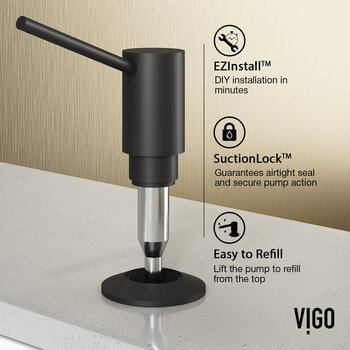 Vigo Gramercy Collection Matte Black Soap Dispenser Info