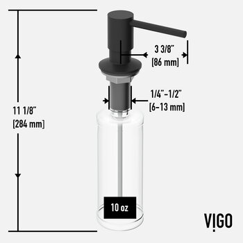 Vigo Gramercy Collection Bolton Soap Dispenser in Matte Black Dimensions