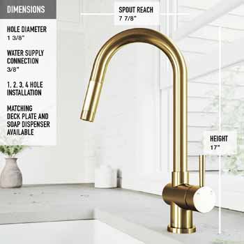 Vigo Matte Gold Faucet Product Dimensions