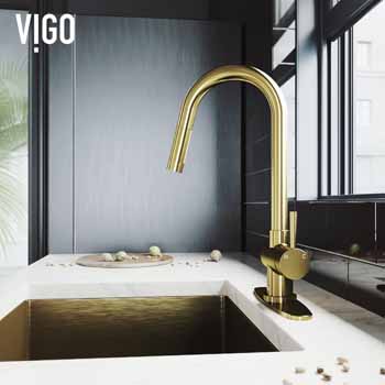Vigo Matte Gold with Deck Plate Lifestyle 2