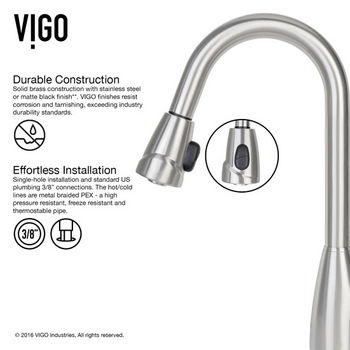 Vigo Curved Wide Pull Out Spray Kitchen Faucet Vig Vg02014st Kitchensource Com