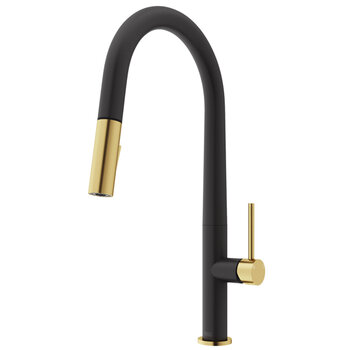 Vigo Greenwich Single Handle Pull-Down Sprayer Kitchen Faucet in Matte Black and Matte Brushed Gold