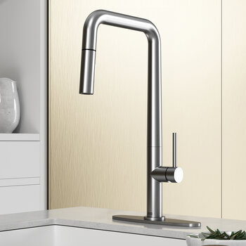 Vigo Parsons Collection Stainless Steel Parsons Pull-Down Faucet w/ Deck Plate