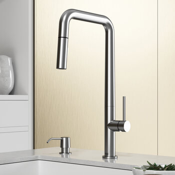 Vigo Parsons Collection Stainless Steel Parsons Pull-Down Faucet w/ Soap Dispenser