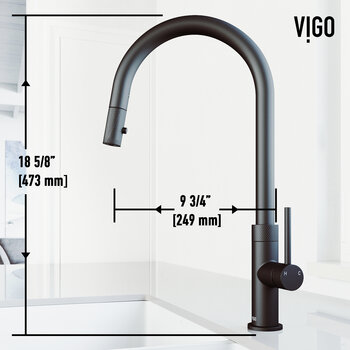 Vigo Bristol Collection Pull-Down Kitchen Faucet in Matte Black Dimensions