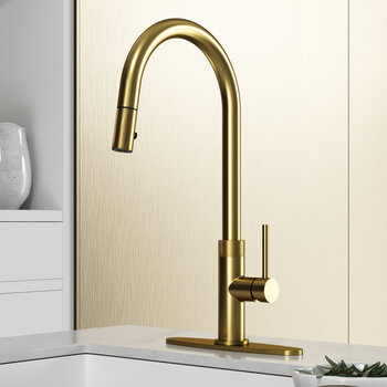 Vigo Bristol Collection Matte Brushed Gold Pull-Down Faucet w/ Deck Plate