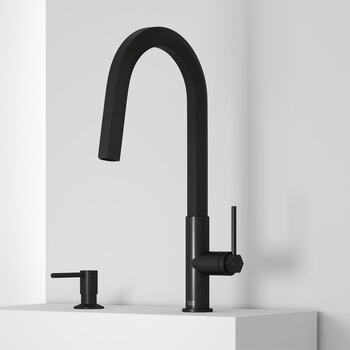 Vigo Hart Hexad Collection Matte Black Pull-Down Faucet w/ Soap Dispenser