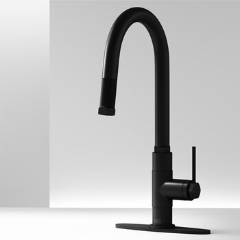 Vigo Hart Arched Collection Matte Black Pull-Down Faucet w/ Deck Plate