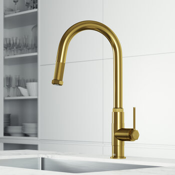 Vigo Hart Arched Collection Matte Brushed Gold Pull-Down Faucet