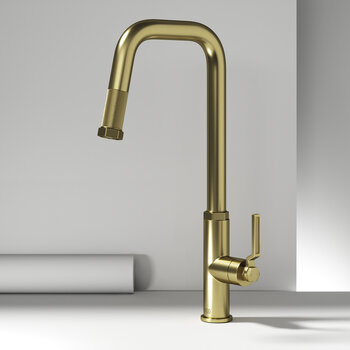 Vigo Hart Angular Collection Matte Brushed Gold Pull-Down Faucet in Matte Gold