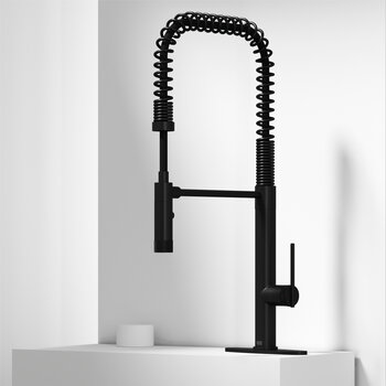 Vigo Sterling Collection Matte Black Pull-Down Sprayer Faucet w/ Deck Plate