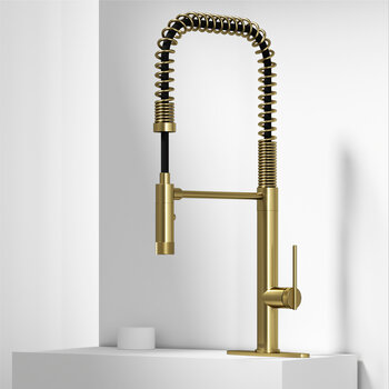 Vigo Sterling Collection Matte Brushed Gold Pull-Down Sprayer Faucet w/ Deck Plate