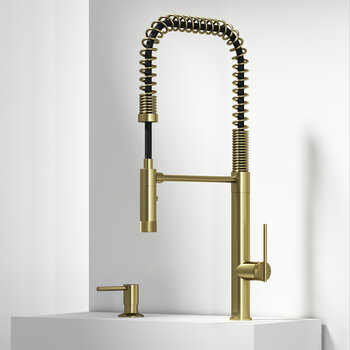 Vigo Sterling Collection Matte Brushed Gold Pull-Down Sprayer Faucet w/ Soap Dispenser