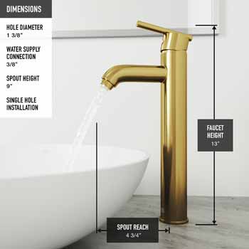 Vigo Matte Gold Faucet Product Dimensions