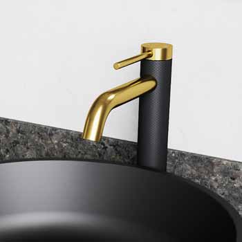 Vigo Matte Gold/Matte Black Faucet Lifestyle View