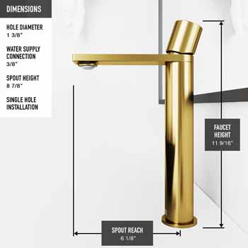 Vigo Matte Gold/Matte Black Faucet Product Dimensions