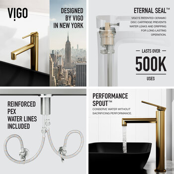 Vigo Sterling Collection Matte Brushed Gold Features