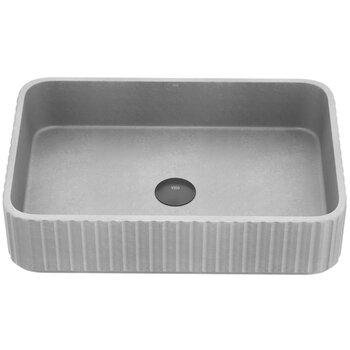 Vigo Windsor Modern Gray Concreto Stone Rectangular Fluted Bathroom Vessel Sink