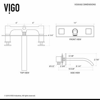 Vigo Mate Black Faucet Dimensions