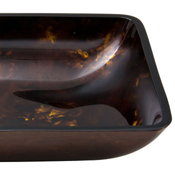 Vigo VIG-VG07044, Rectangular Brown and Gold Fusion Glass Vessel Bathroom Sink, 22-1/4" W x 14-1/2" D x 4-1/2" H